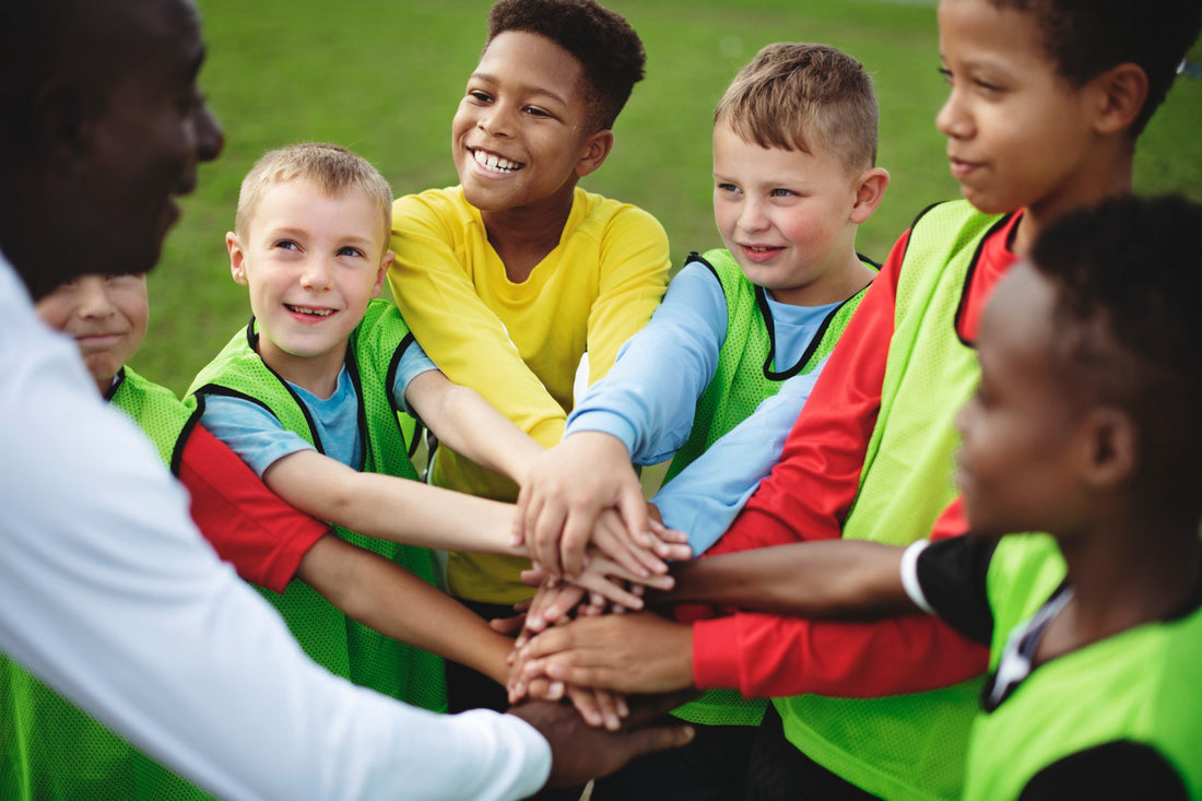 Team players in a circle