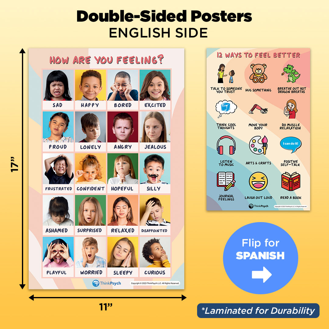 Coping Skills & Feelings Posters Set (Bilingual)