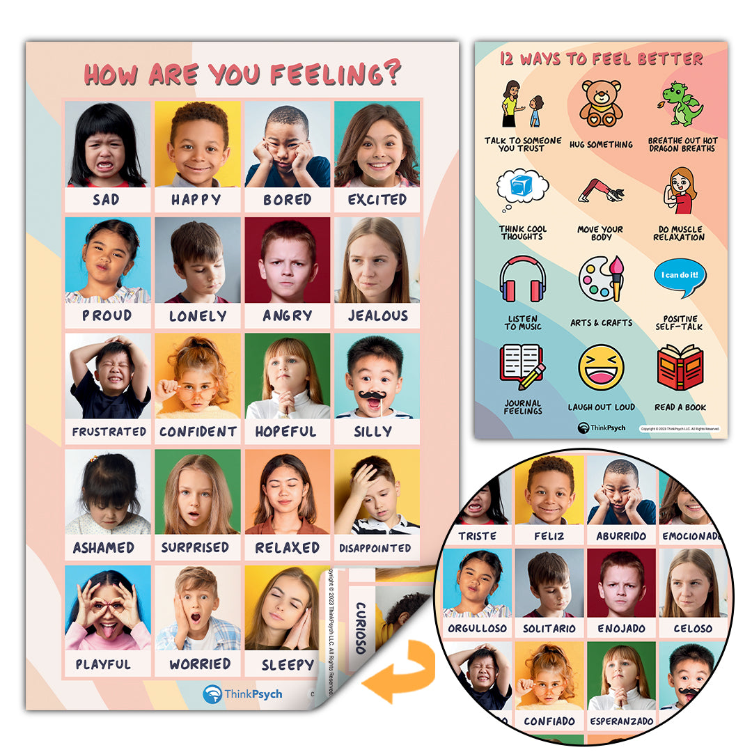 Coping Skills & Feelings Posters Set (Bilingual)