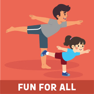 Fun For All: adult and child doing a yoga pose together