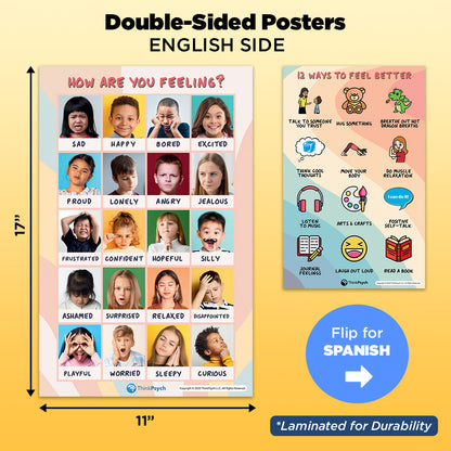 Coping Skills & Feelings Posters Set (Bilingual)