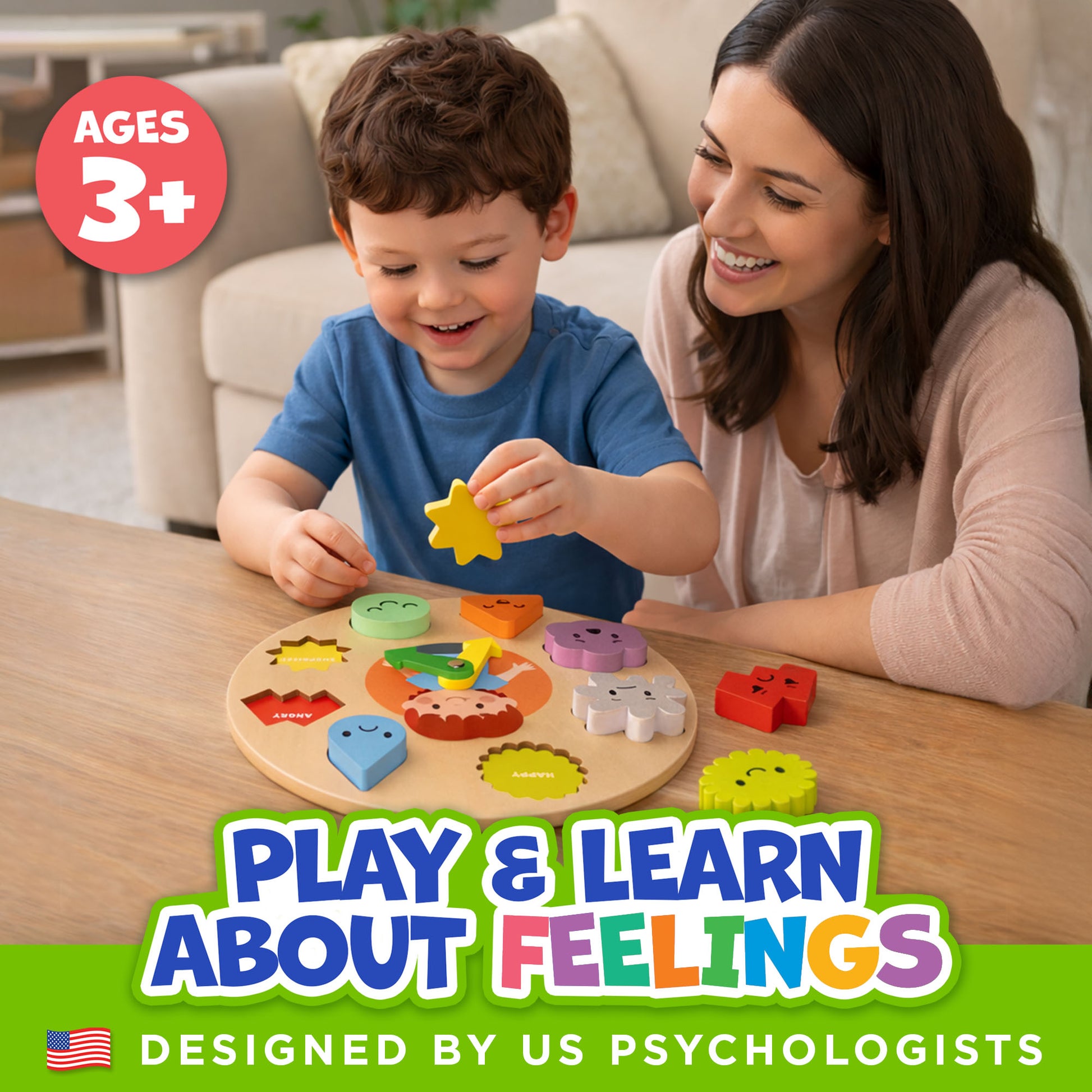 Feelings Clock Puzzle: Play & Learn About Feelings
