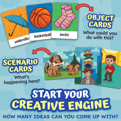 Rethink This! object cards ask what you could do with everyday items, and scenario cards ask what's happening