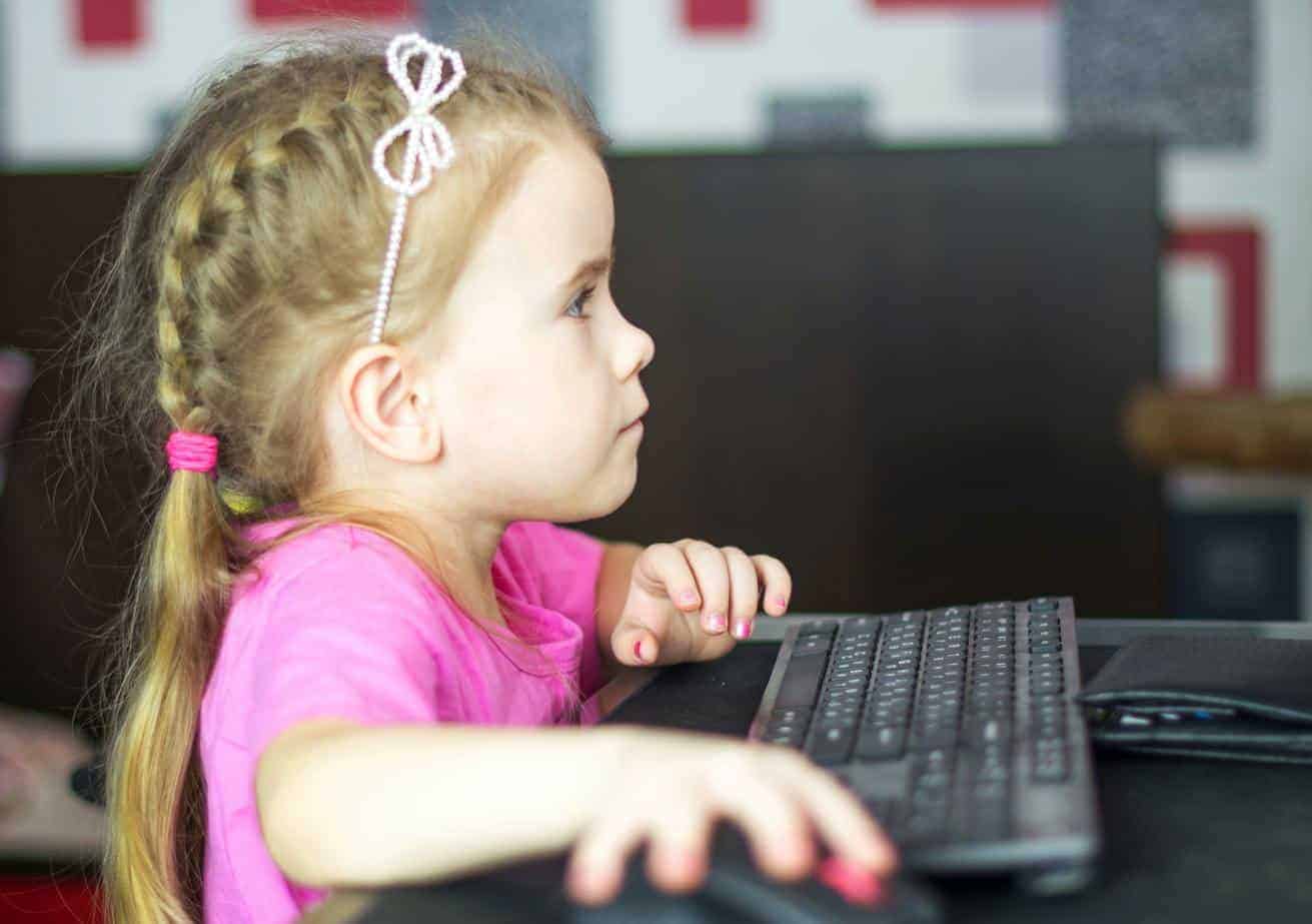 Child on Computer in Special Education